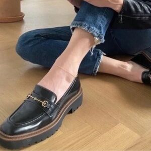 Sam Edelman Laurs Leather Lug-sole Loafers Size 8 Black